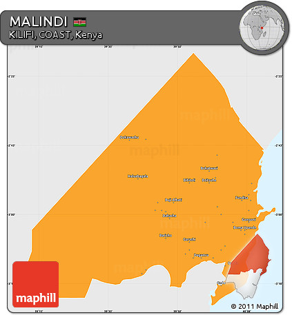 Political Simple Map of MALINDI, single color outside