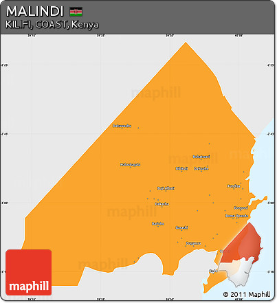 Political Simple Map of MALINDI, single color outside