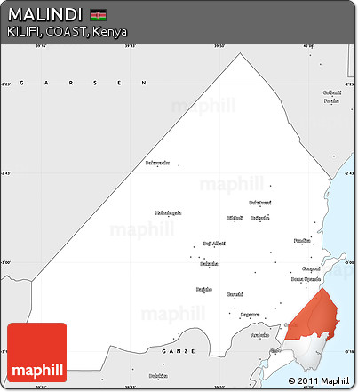 Silver Style Simple Map of MALINDI