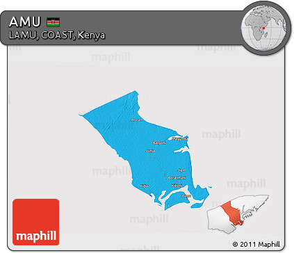 Political 3D Map of AMU, cropped outside