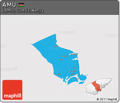 Political 3D Map of AMU, cropped outside