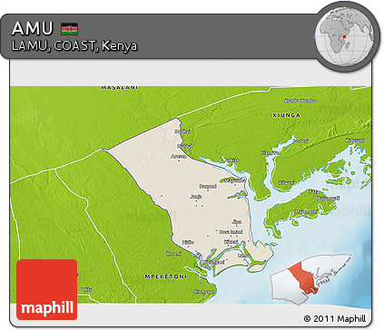 Shaded Relief 3D Map of AMU, physical outside