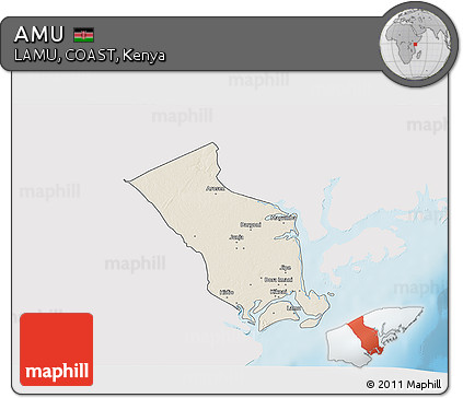 Shaded Relief 3D Map of AMU, single color outside