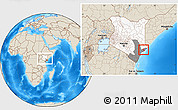 Shaded Relief Location Map of AMU, highlighted country, highlighted grandparent region, within the entire country