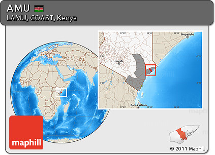 Shaded Relief Location Map of AMU, highlighted country, highlighted grandparent region