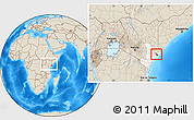 Shaded Relief Location Map of AMU, highlighted grandparent region, within the entire country