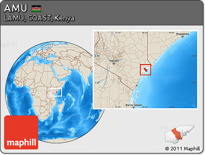 Shaded Relief Location Map of AMU, highlighted parent region