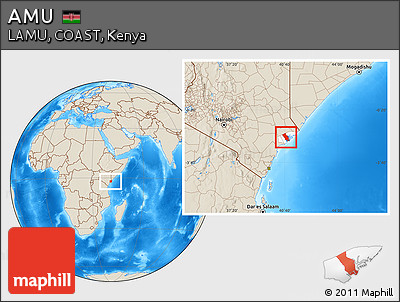 Shaded Relief Location Map of AMU, highlighted parent region
