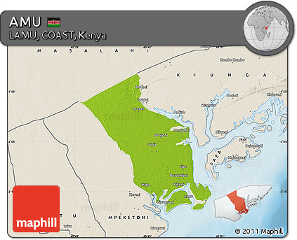 Physical Map of AMU, shaded relief outside
