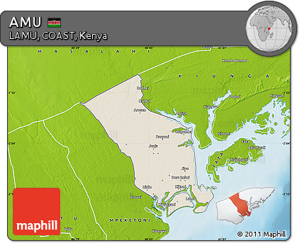 Shaded Relief Map of AMU, physical outside