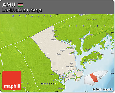 Shaded Relief Map of AMU, physical outside