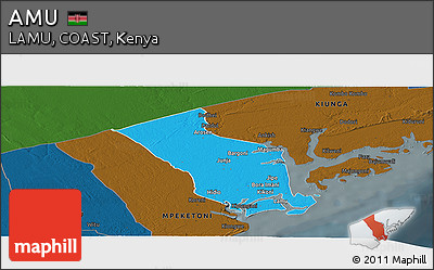 Political Panoramic Map of AMU, darken