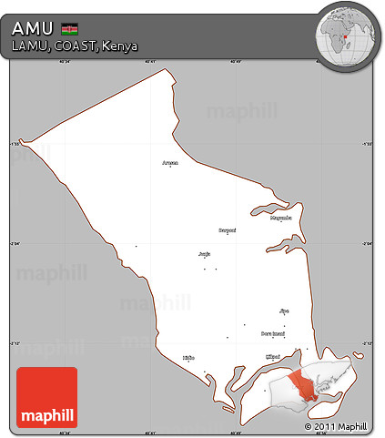 Gray Simple Map of AMU, cropped outside
