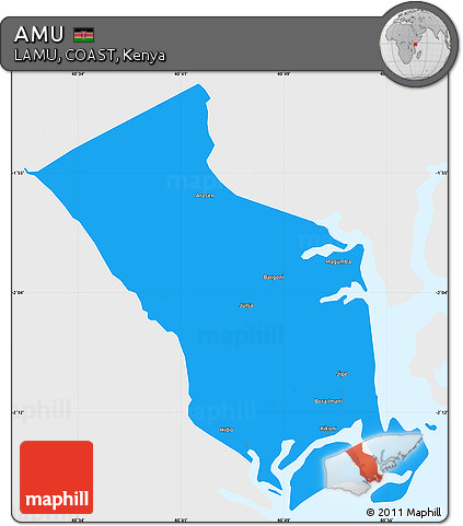Political Simple Map of AMU, single color outside