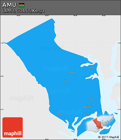 Political Simple Map of AMU, single color outside
