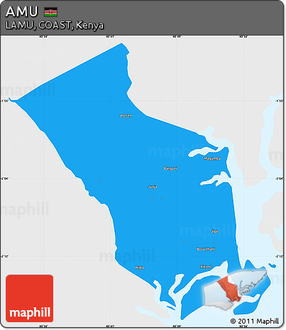 Political Simple Map of AMU, single color outside