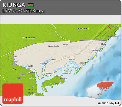 Shaded Relief 3D Map of KIUNGA, physical outside