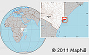 Gray Location Map of KIUNGA, highlighted country, highlighted parent region
