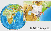 Physical Location Map of KIUNGA, highlighted country, highlighted grandparent region, within the entire country