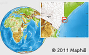 Physical Location Map of KIUNGA, highlighted country, highlighted parent region