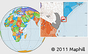Political Location Map of KIUNGA, highlighted country, highlighted grandparent region