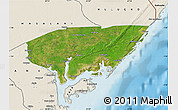 Satellite Map of KIUNGA, shaded relief outside