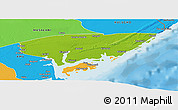 Physical Panoramic Map of KIUNGA, political outside