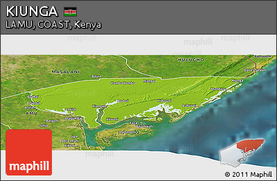 Physical Panoramic Map of KIUNGA, satellite outside