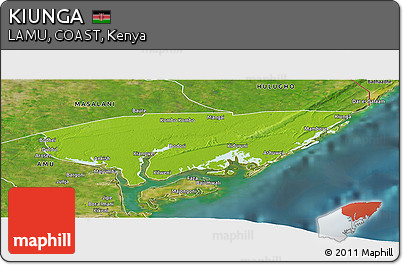 Physical Panoramic Map of KIUNGA, satellite outside