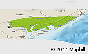 Physical Panoramic Map of KIUNGA, shaded relief outside