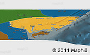 Political Panoramic Map of KIUNGA, darken