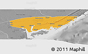 Political Panoramic Map of KIUNGA, desaturated
