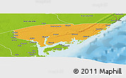 Political Panoramic Map of KIUNGA, physical outside