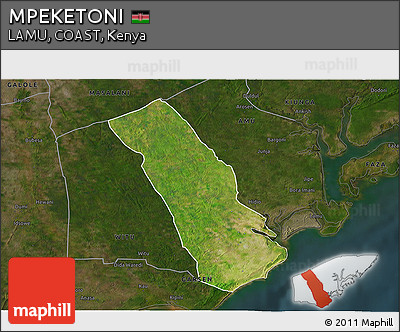 Satellite 3D Map of MPEKETONI, darken