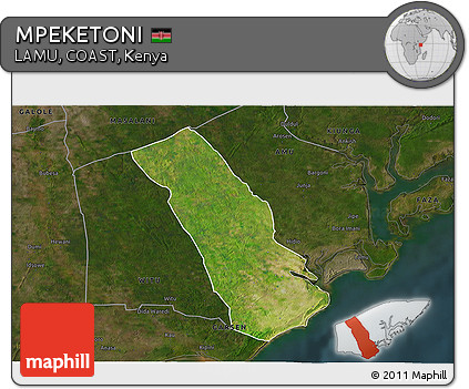 Satellite 3D Map of MPEKETONI, darken