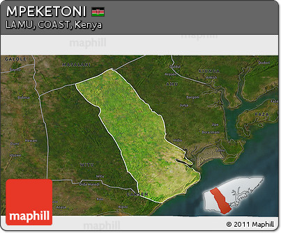 Satellite 3D Map of MPEKETONI, darken