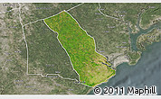 Satellite 3D Map of MPEKETONI, semi-desaturated