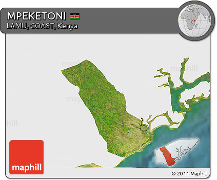 Satellite 3D Map of MPEKETONI, single color outside