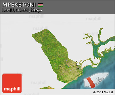 Satellite 3D Map of MPEKETONI, single color outside