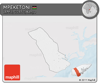 Silver Style 3D Map of MPEKETONI, single color outside
