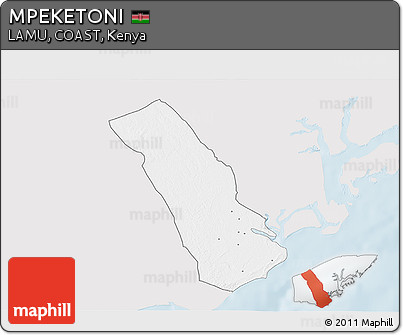 Silver Style 3D Map of MPEKETONI, single color outside