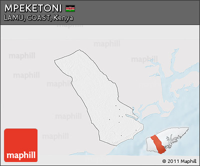 Silver Style 3D Map of MPEKETONI, single color outside
