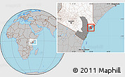 Gray Location Map of MPEKETONI, highlighted country, highlighted grandparent region