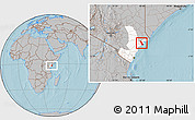 Gray Location Map of MPEKETONI, highlighted grandparent region, hill shading