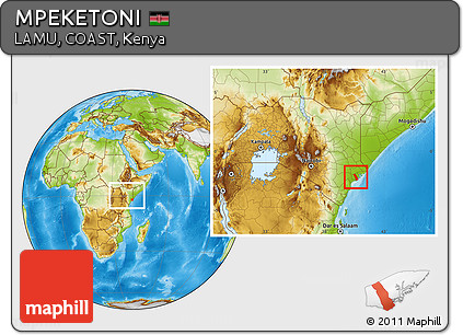 Physical Location Map of MPEKETONI, within the entire country