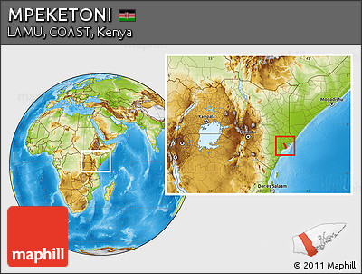 Physical Location Map of MPEKETONI, within the entire country