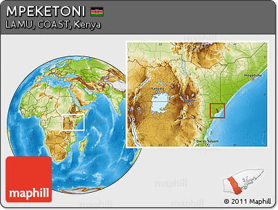 Physical Location Map of MPEKETONI, within the entire country
