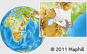 Physical Location Map of MPEKETONI, highlighted country, highlighted grandparent region, within the entire country