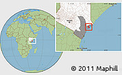 Savanna Style Location Map of MPEKETONI, highlighted country, highlighted grandparent region