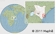 Savanna Style Location Map of MPEKETONI, highlighted country, highlighted parent region, within the entire country, hill shading